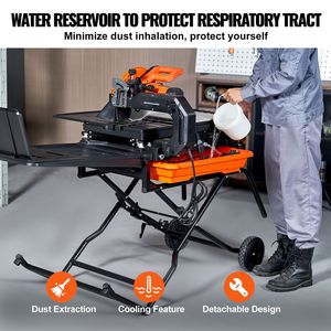 Sega per Piastrelle a Umido con Supporto, Lama in Acciaio 65Mn da 10 Pollici, Motore 4500 RPM, Serbatoio Acqua, Ruote, Seghe Elettriche - Product Image 3