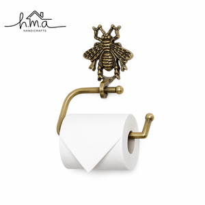 Antique Gold Brass Toilet Paper Holder with Scallop Shell Shape Backplate and Wooden Roller Classic <b>Wall</b> Mounted Bathroom - Product Image 3