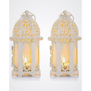 Lanterne décorative en métal et verre finition or pour mariage et Noël, décoration de table, lanterne suspendue - Product Image 2