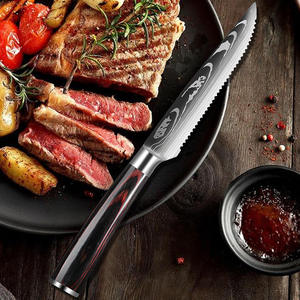 Stainless Steel Sawtooth Steak <b>Knife</b> Set with Wooden Handle Western Style Metal Hotel Gift Box for Holiday Wholesale - Product Image 4