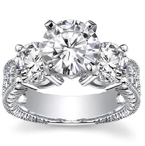 Bague de Fiançailles et de Mariage de Luxe en Moissanite Taille Brillant, Plaqué Or Blanc sur Argent Sterling 925, Sertissage à Griffes - Product Image 4