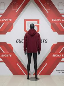 เสื้อฮู้ดดี้สีแดงเลือดหมูสำหรับผู้ชาย ผ้าฝ้ายฟลีซพรีเมียม ให้ความรู้สึกนุ่มสบาย อุ่น กระเป๋าแบบจิงโจ้ ทรงหลวม สวมใส่สบาย สไตล์สตรีทแวร์ ยูนิเซ็กส์ - Product Image 4