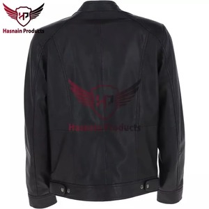 Chaqueta de Cuero Genuino Negra para Hombre, Corte Ajustado, Estilo Cafe Racer, Motociclista, Piel de Vacuno, Cuello Alto, Personalizada, Clásica, Abrigo Cálido de Invierno - Product Image 4