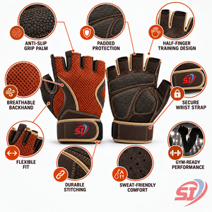 Custom Unisex Padded <b>Fingerless</b> Breathable Windproof UV Protection Gym <b>Gloves</b> for Weight Training Outdoor Sports Manufacturer - Product Image 5
