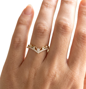 Lab Grown Diamond Round Brilliant Cut 14K Solid Gold Promise Ring Prong Statement Minimalist Curved Ring Stackable <b>Wedding</b> Ring - Product Image 5