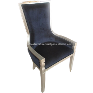 Classic Gold-Finish Dining Armchairs with Suede Upholstery Wooden Home Furniture - Product Image 1