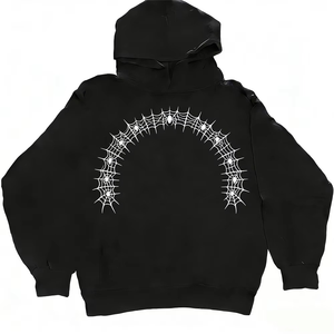 Sudadera con Capucha para Hombre, Estampado de Telaraña, Informal, de Algodón, Corte Regular, Otoño, Azul, Rojo, Blanco, Negro - Product Image 4