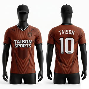 Camiseta de Fútbol para Hombre, Premium, Ligera, Transpirable, de Poliéster, con Ribete Azul Marino, Diseño de Rayas Finas, Logotipo Personalizado con Transferencia Térmica - Product Image 2