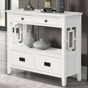 Mesa Consola de Madera de Pino Estilo Rústico de 36 Pulgadas con 4 Cajones y 1 Estante de Almacenamiento para Entrada, Sala de Estar o Dormitorio - Product Image 3
