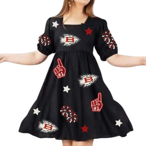 ชุดเดรสสีดำล้วนประดับเลื่อมงานแฮนด์เมด แขนพอง ดีไซน์เนอร์สำหรับวันแข่งขันฤดูร้อนสำหรับผู้หญิง คุณภาพพรีเมียมพิเศษ ปี 2025 - Product Image 1