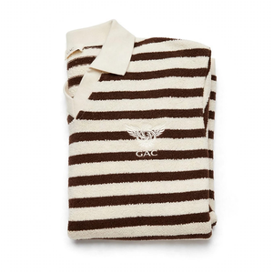 Pull tricoté rayé à manches courtes avec col rabattu, texture tricotée, haut décontracté et tendance, 100 % coton, écologique, vente en gros - Product Image 4