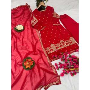 Ensemble haut-bas de soirée pour femmes de créateur avec une belle Dupatta - Product Image 4