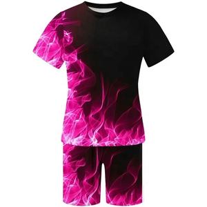 Hommes décontracté solide impression survêtement Gym Fitness 2 pièces ensemble d'entraînement séchage rapide été Sports de plein air pantalon chemise conception respirante - Product Image 3