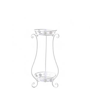 Élégant support à plantes blanc en fer à 2 niveaux, pour intérieur et extérieur, grand porte-pot de fleurs en métal, étagère de présentation pour jardin, balcon, décoration intérieure - Product Image 1