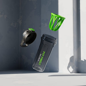 Bouteille shaker en plastique Fit First 700 ml avec boule mélangeuse verte et couvercle à bouton-poussoir, bouteille d'eau, gourde en plastique - Product Image 6