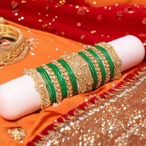 Sparkling Crystal Bracelets & <b>Bangles</b> <b>Set</b> 10575633GR_2.6 for Wedding & Festive Wear - Product Image 3