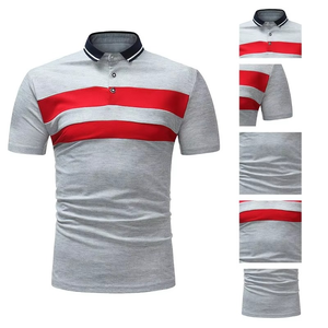 Chemises polo avec empiècements bicolores, manches courtes, coupe ample et respirante, col à revers, polos décontractés à la mode pour hommes - Product Image 1