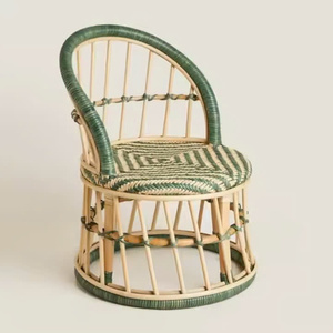 Silla Infantil NHAT MINH de Ratán Sintético Natural, Diseño Moderno, Silla Azul para Bebés con Respaldo Curvo, Ecológica - Product Image 2