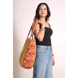 Bolsa de Mano de Algodón Kantha Hecha a Mano, con Diseño Floral, Duradera, Estilo Vintage, con Correa para el Hombro, Unisex, para Compras Diarias - Product Image 3