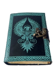 Aigle en cuir Journal Antique livre de sort charmé fait à la main Deckle bord papier noir en relief Vintage carnet de croquis journal de voyage - Product Image 4