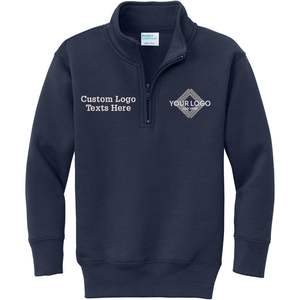 Sudadera Unisex Juvenil Personalizada PC78YQ con Bordado Personalizado, Cierre de Cremallera de un Cuarto, para Uso en Exteriores, con Logotipo y Texto Personalizado - Product Image 1