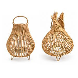 Farol de Ratán Vintage en Forma de Lágrima, Portavelas con Patas de Trípode, Faroles Colgantes de Jardín, Portavelas de Vidrio, Decoración de Interiores - Product Image 6