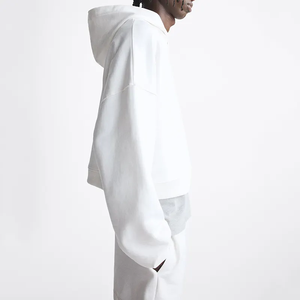 Sudadera con Capucha Extra Grande Blanca para Hombre, Sudadera Informal de Color Sólido, Sudadera Deportiva de Punto con Capucha, Poliéster/Algodón para Invierno - Product Image 4