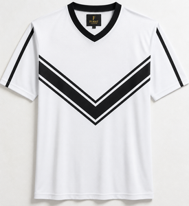 Custom FURAT LEATHERS Sports T-<b>Shirt</b> Heat-Transfer Printed Front Dry Fit <b>Geometric</b> Moisture Wicking 140g Polyester V-neck Short - Product Image 1