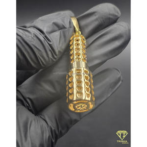 Luxury <b>Iced</b> Lipstick Pendant With Gold And Pink Stone Design Full Diamond Look Setting Hip Hop Jewelry <b>Chain</b> - Product Image 5