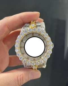 Montre de luxe pour homme en acier inoxydable avec moissanite, pavée de diamants, ton argent, fermoir déployant, bracelet de haute qualité et tendance - Product Image 2