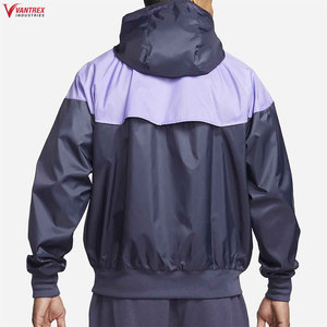 Track <b>Jacket</b> Men's Navy Blue Hooded Collar <b>Fleece</b> <b>Lining</b> Track <b>Jacket</b> Full Sleeve Sporty Design Quick Dry Breathable Polyester - Product Image 2