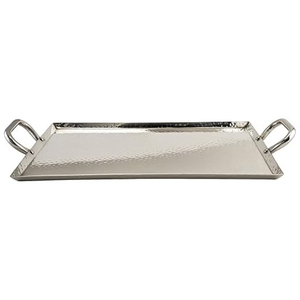 Bandeja de Servir Plateada con Base, Estilo Barroco, Rectangular, Decorativa, con Bordes Festoneados, para Hostelería y Catering - Product Image 3