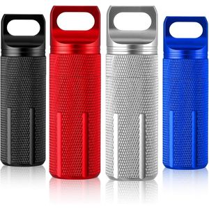 Lot de 4 organiseurs de pilules portables pour porte-clés, étuis de voyage étanches en aluminium hermétiques, porte-pilules assortis pour rangement sur porte-clés - Product Image 2