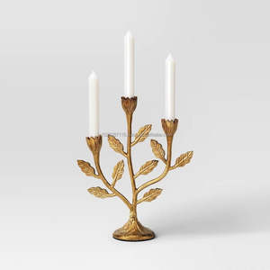 Centro de mesa de candelabros de metal dorado hecho a mano para recepción de bodas, salón de banquetes y cena romántica, arreglo de decoración del hogar - Product Image 5