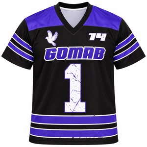 Camiseta Deportiva GOMAB 74 para Hombre, Blanca y Azul Rey, de Fútbol, Manga Corta, Cuello en V, con Número 1 y Gráfico de Paloma, Personalizable para Equipo - Product Image 3