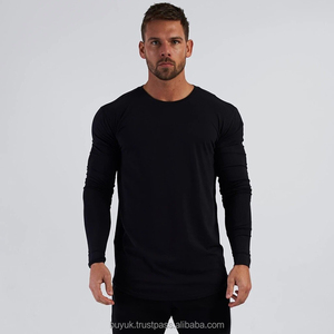 Vêtements de rue de marque pour hommes, t-shirt de sport à manches longues, extensible, mince, couleur unie, col brodé, bas de forme physique d'hiver - Product Image 4