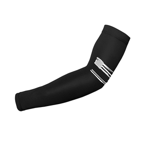 Manchon de compression noir en Spandex/Polyester imprimé par transfert thermique, motif drapeau américain, protection anti-UV, pour cyclisme, course à pied, gym - Product Image 1