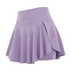 Ensemble jupe de badminton pour femmes, 2 pièces, couleur unie, coton respirant, pour entraînement en salle de sport - Product Image 1