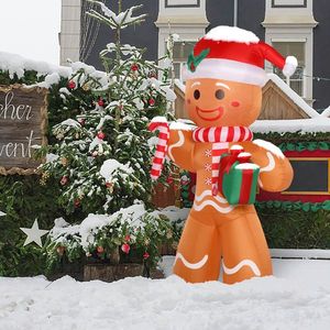 Decorazione Natalizia Gonfiabile da Esterno 8ft 15W con 5 Luci LED, Omino di Pan di Zenzero con Regalo - Product Image 4