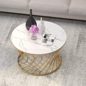 Mesa auxiliar de café con patas de metal y tablero de madera, mesa de centro para sala de estar estilo rústico - Product Image 4
