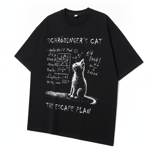 Camiseta gráfica de física del Gato de Schrödinger para mujer, divertida camiseta de ciencia para nerds, camiseta informal de algodón negro de primera calidad, camisetas de mujer de talla grande - Product Image 5