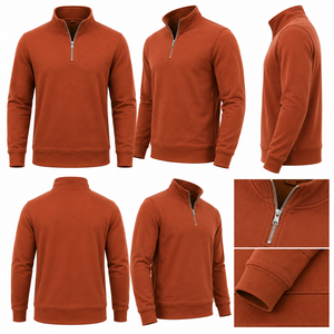 WARPRO INDUSTRY Mens 1/4 Zipper Knit Pullover Sweater Stand Collar Long Sleeve Regular <b>Fit</b> Minimalist Solid Color Casual - Product Image 6