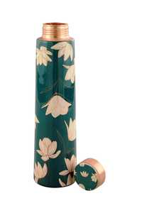 Pure Copper <b>Water</b> <b>Bottle</b> with Custom Logo Handmade Ayurvedic Reusable Travel Drinking <b>Bottle</b> Wholesale Supply With Gold Flowers - Product Image 2