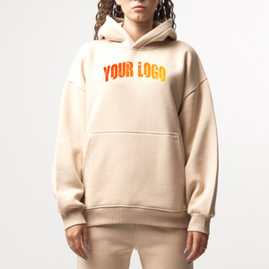 Custom Lightweight Cotton French Terry <b>Zip</b> <b>Hooded</b> Reversible Breathable Oversized Hoodie Sweatpants Set Tracksuit for Women - Product Image 2