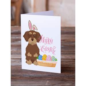 Wirehair Red Tan Dachshund <b>Easter</b> Greeting <b>Cards</b> <b>Pack</b> 8 Whimsical A7 Size 5x7 Blank Note <b>Cards</b> with Envelopes - Product Image 2