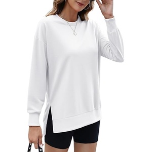 Sudadera con abertura lateral para mujer, cuello redondo de otoño, manga larga, camisas de camuflaje de gran tamaño, Jersey informal con estampado personalizado, Tops - Product Image 1