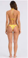 Ensemble bikini micro triangle uni pour femme, maillot de bain deux pièces à col halter, tenue de plage brésilienne, ensemble de bain d'été