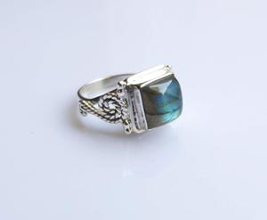 Labradorite Silver <b>Ring</b> 925 Sterling Silver Handmade Women's Statement Promise <b>Ring</b> <b>Cushion</b> shape Gemstone Jewelry Gift for Her - Product Image 2