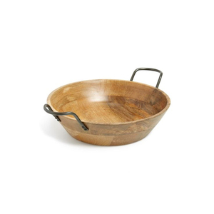 Cuencos Redondos de Madera de Acacia y Metal para Servir, Cuencos Redondos para Servir Comida en el Hogar, Hoteles, Mesa, Cocina, Vajilla - Product Image 2