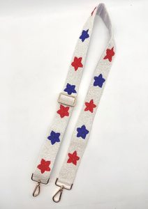 <b>Red</b> White and Blue Star Beaded <b>Purse</b> Strap Adjustable Handbag Strap Clear Bag <b>Purse</b> Strap American Flag <b>Purse</b> Strap - Product Image 3
